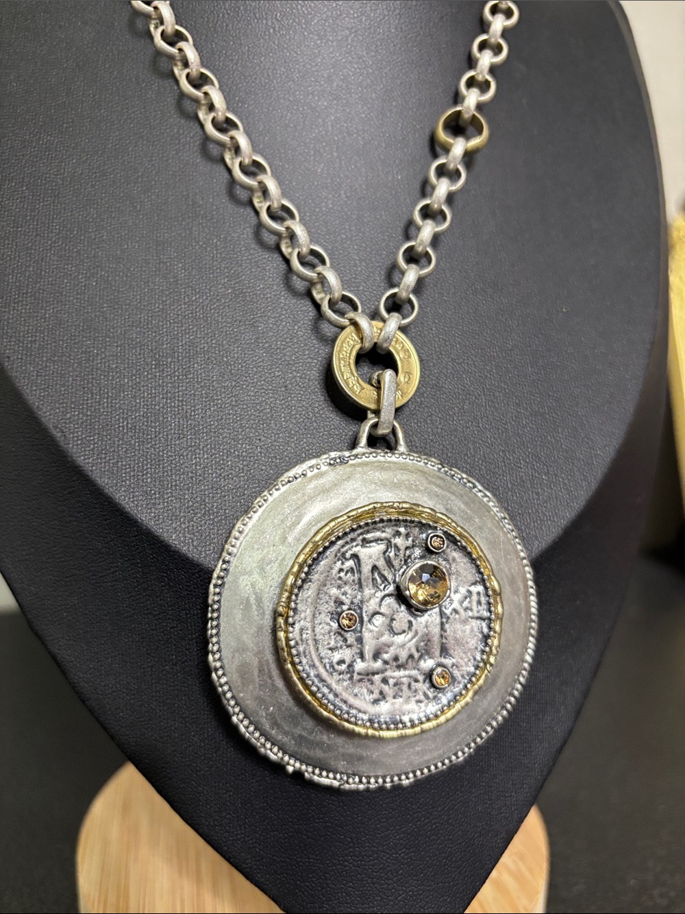 Chico's Silver and Gold Mixed-Metal Coin Pendant Necklace - Picture 2 of 8